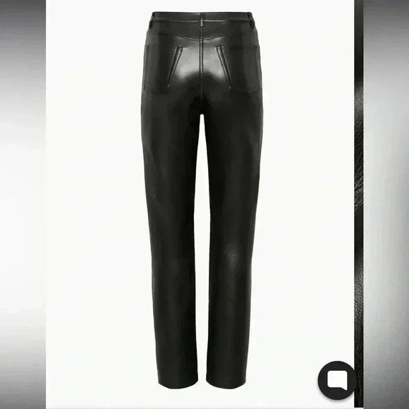 ARITZIA WILFRED VEGAN LEATHER STRAIGHT CROPPED HIGHRISE MELINA PANTS SZ 6 - Picture 9 of 12